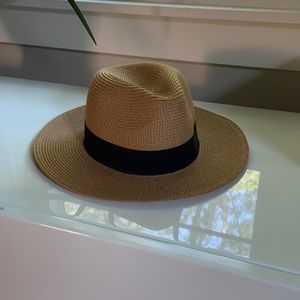 Wide Brim Straw Fedora Hat